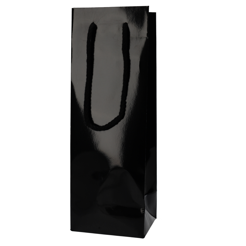 Wijnflestas Glossy Zwart met stoffen draagkoord