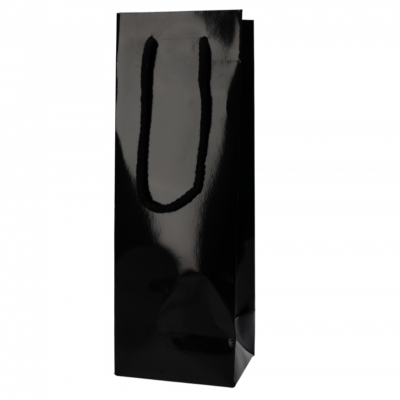 Wijnflestas Glossy Zwart met stoffen draagkoord