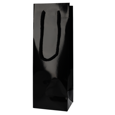 Wijnflestas Glossy Zwart met stoffen draagkoord