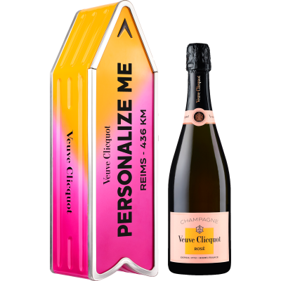 Champagne Veuve Clicquot Brut Rosé Arrow met gepersonaliseerde tekst - Paars