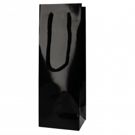 Wijnflestas Glossy Zwart met stoffen draagkoord