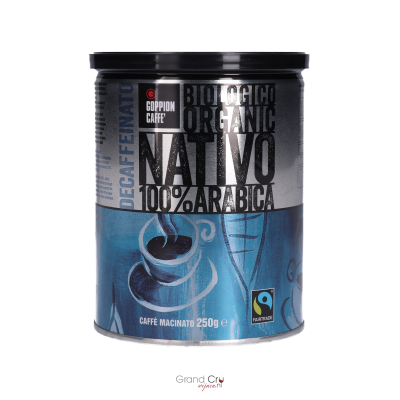 Goppion Caffè Nativo BIO DECAF koffie blik 250 gram gemalen